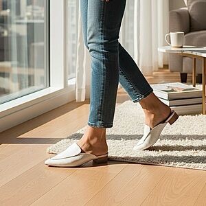 Express Faux Crocodile Cream Mules